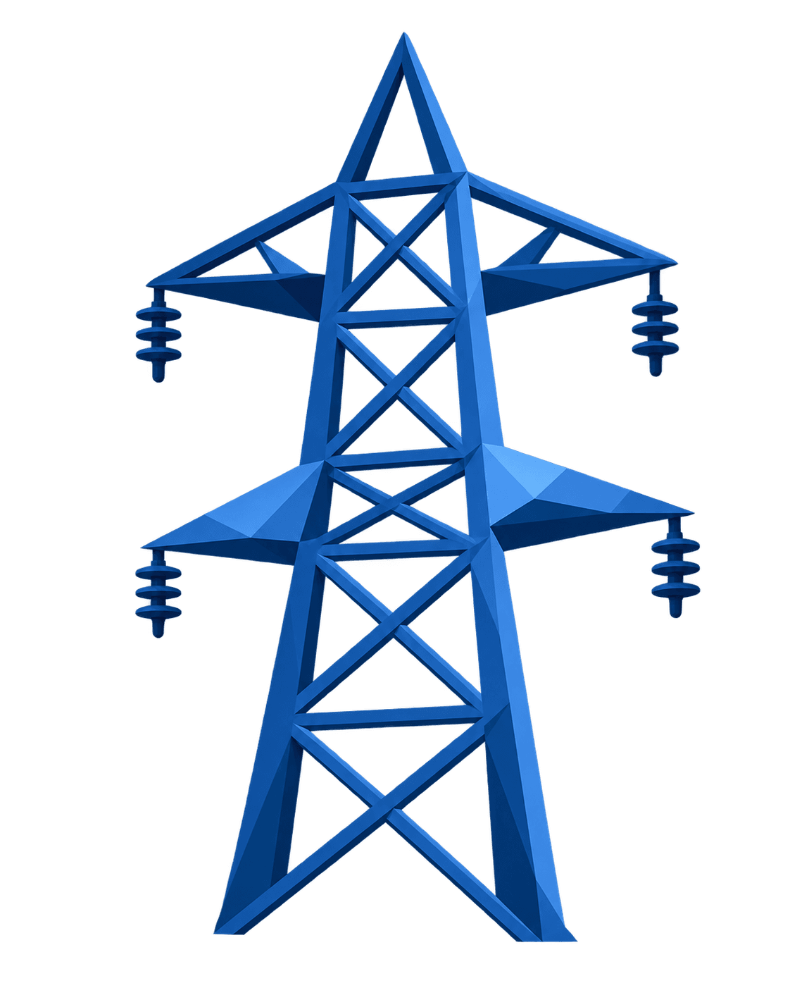 Blue electrical transmission tower